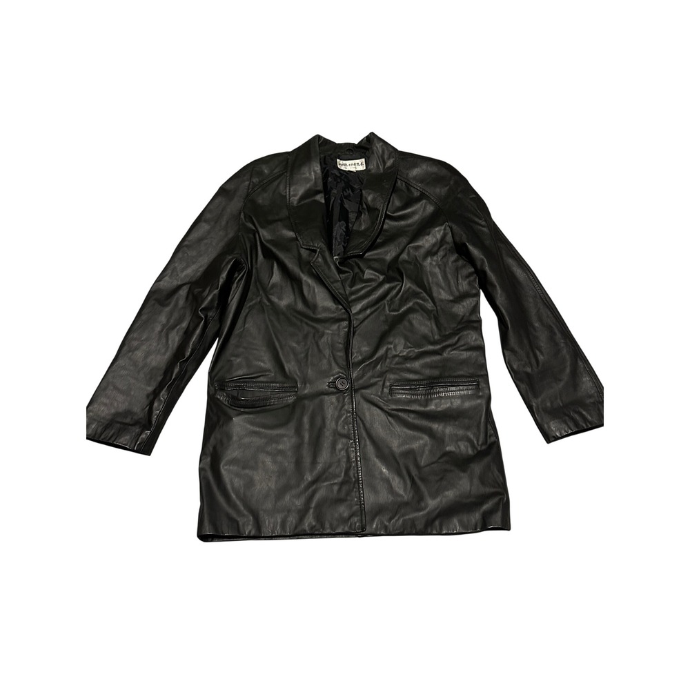 Split and Ltd‎ Black Leather Blazer Jacket Single Button Womens 11/12